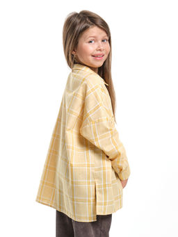 Рубашка для девочки оверсайз в клетку UD 7983 желтая клетка - Mini maxi фото 7