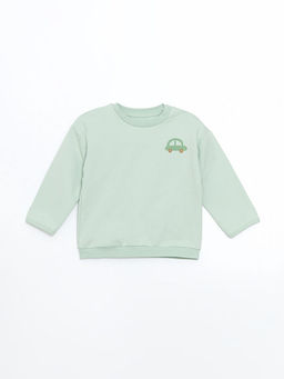 Bisiklet Yaka Bask?l? Erkek Bebek Sweatshirt ve E?ofman Alt 2li