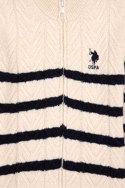 Кардиган на молнии для мальчика кремовый из акрила