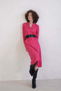 11038 Платье-рубашка с английским воротником малиновое - Martichelli фото 35