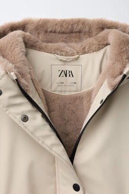 WATER-REPELLENT RUBBERISED FAUX FUR JACKET - Zara фото 7