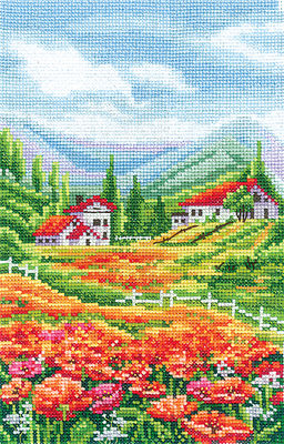 Набор для вышивания Сделай своими руками П-66 Пейзаж с маками 13 х 20.5 см