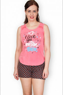 Пижама с шортами на бретелях, принт I Love You (337)