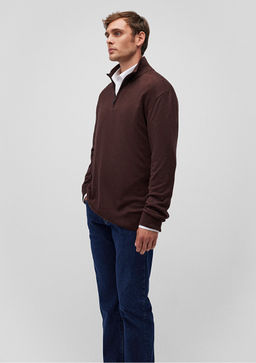 Yar? Fermuarl? Dik Yaka Bordo Kazak - Mavi фото 2