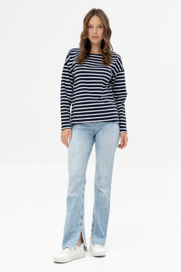 Джемпер женский 484L3-WB синий/полоска - Solo mio фото 2