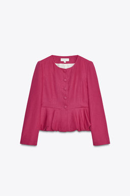 LINEN BLEND PEPLUM BLAZER - Zara фото 10