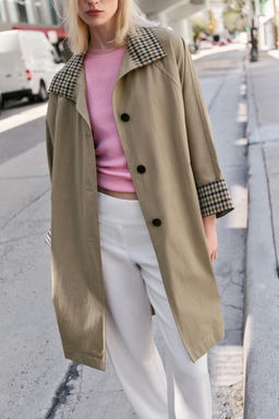 OVERSIZE TRENCH COAT WITH CHECK CUFFS - Zara фото 22