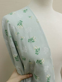 Плательный хлопок Веточки ромашки цв.бл.голубой мох, ш.1.45м, хлопок-100%, 105гр/м.кв - Купава фото 5