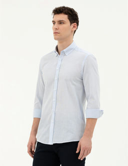 A__k Mavi Slim Fit Uzun Kollu G_mlek