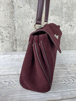 Женская замшевая сумка-портфель 8399 Бордовый - Sergio valentini фото 8