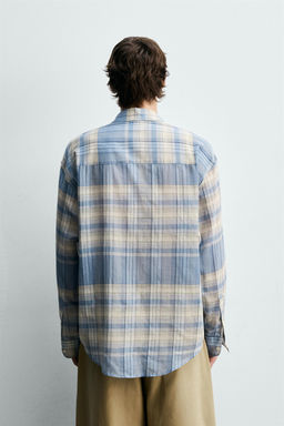 CAMISA RELAXED FIT CUADROS / Gris / Azul - Zara фото 3