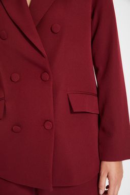 Bordo Regular Astarl? Dokuma Blazer Ceket TWOSS21CE0137