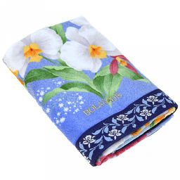 "Япония-2045" Полотенце махровое 50х90см, плотность 300гр/м2, 100% хлопок, "Ирисы", синий, Bolangde (Китай)