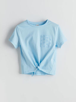 Bisiklet Yaka K?z ?ocuk Crop Ti??rt