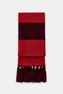 STRIPED KNIT SCARF WITH FRINGING