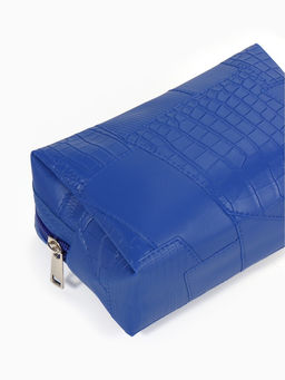 Косметичка ONE COLOR, на молнии, искусственная кожа, синяя