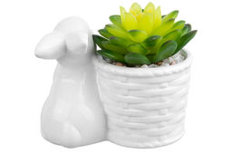 Кашпо-фигурка 11*7,5*10 см Зайчик с цветком - Elan gallery фото 4
