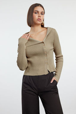 Bej Merserize Gorunumlu Premium Iplik/Ozel Iplik Fitted/Vucudu Saran Triko H?rka TWOAW25HI00254