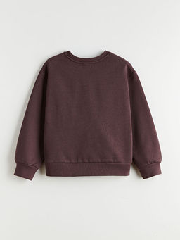 Bisiklet Yaka Bask?l? K?z ?ocuk Sweatshirt