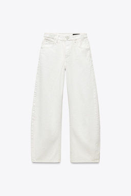 ZW COLLECTION TAPERED MID-WAIST WAXED CRACKLED JEANS - Zara фото 5