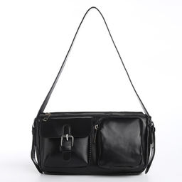 Сумка женская с карманами кожзам, черная