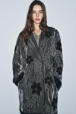 ZW COLLECTION LIMITED EDITION EMBROIDERED VELVET KIMONO - Zara фото 5