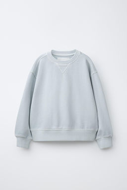 SUDADERA LISA GARMENT DYE / Azul claro