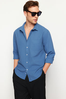 TRENDYOL MAN Lacivert Regular Fit %100 Pamuklu Gomlek TMNSS24GO00063 - Trendyolmilla фото 16