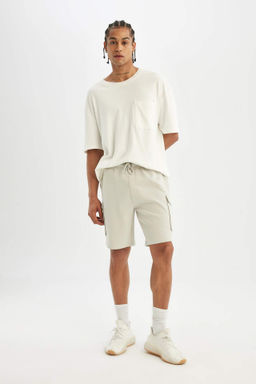 Slim Fit Dar Kesim Cepli Basic Duz Kargo Kapri Sort - Defacto фото 2