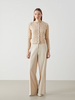 Bisiklet Yaka Kendinden Desenli Kad?n Triko H?rka