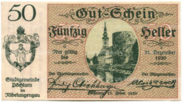 Банкнота 50 геллеров 1920 года Австрия  Пёхларн (нотгельд)