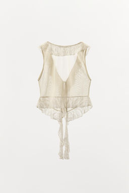TOP COMBINADO ENCAJE VOLANTES / Crudo - Zara фото 8