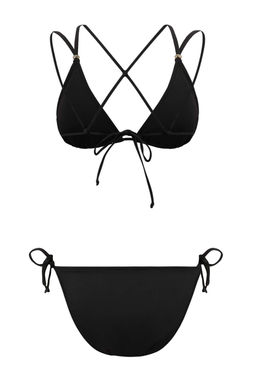 Siyah Ucgen Kapl? Aksesuarl? Dusuk Bel Regular Bikini Tak?m? TBESS26BT00048