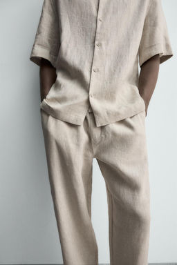 100% LINEN RELAXED FIT TROUSERS - Zara фото 15
