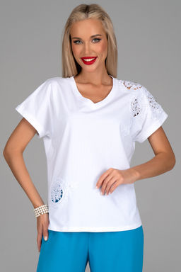 Футболка Нинель (белый/кружево) - Эльза фото 5