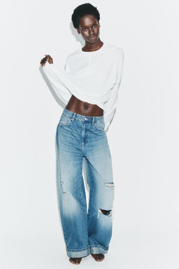 TRF RIPPED BAGGY FOLDED JEANS - Zara фото 14