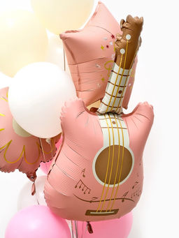 Воздушные шары "Розовая гитара" фольга, латекс, набор 12 штук