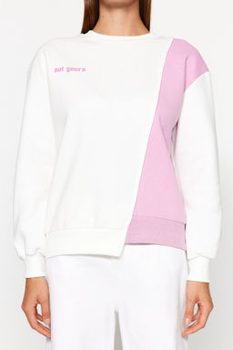 TRENDYOLMILLA Siyah Kal?n Ici Polarl? Bask?l? Relaxed/Rahat Kal?p Bisiklet Yaka Orme Sweatshirt TWOAW21SW0150  фото 4