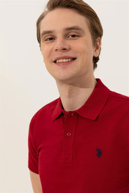 U. S. Polo Assn Мужская бордово-красная базовая футболка с воротником-поло - U.s. polo assn фото 8