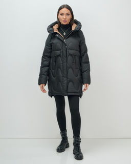 Куртка зимняя женская с капюшоном модная черного цвета 7653Ch - Visdeer фото 16