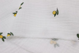 Муслин двухслойный с эф.жатости Абрикосики цв.белый, ш.1.39м, хлопок-100%, 120гр/м.кв - Купава фото 5