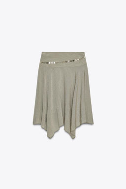STRIPED ASYMMETRIC BELT MIDI SKIRT - Zara фото 4
