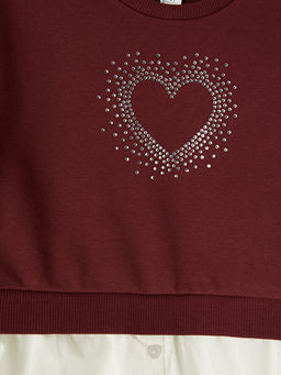 Ta?l? K?z ?ocuk Kal?n Sweatshirt