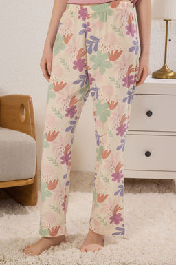 Trendyolmilla Pembe %100 Pamuklu Cicekli Sloganl? Orme Pijama Tak?m? THMSS25PT00378  фото 3