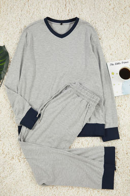 TRENDYOL MAN Erkek Gri Regular Fit Kontrast Ribanal? Orme Pijama Tak?m? TMNAW25PT00010 - Trendyolmilla фото 6