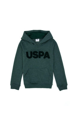 Erkek _ocuk Koyu Ye_il Basic Kap__onlu Sweatshirt Sepette S_rpriz _ndirim