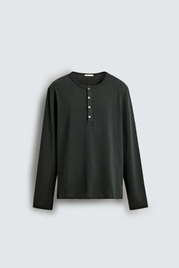 RELAXED FIT HENLEY T-SHIRT - Zara фото 7