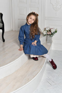 Платье МТ19-13 джинс +полоска хлопок