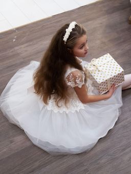 платье для девочки А21-2 Эйра молочный атлас - Etoelf фото 2