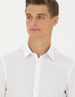 Белая приталенная рубашка с длинным рукавом - Cacharel фото 2